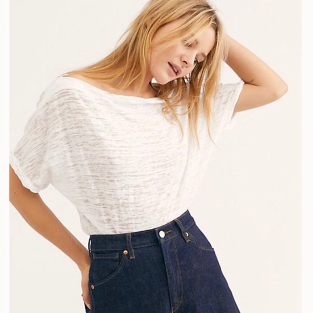 FREE PEOPLE Astrid Burnout Tee We The Free White